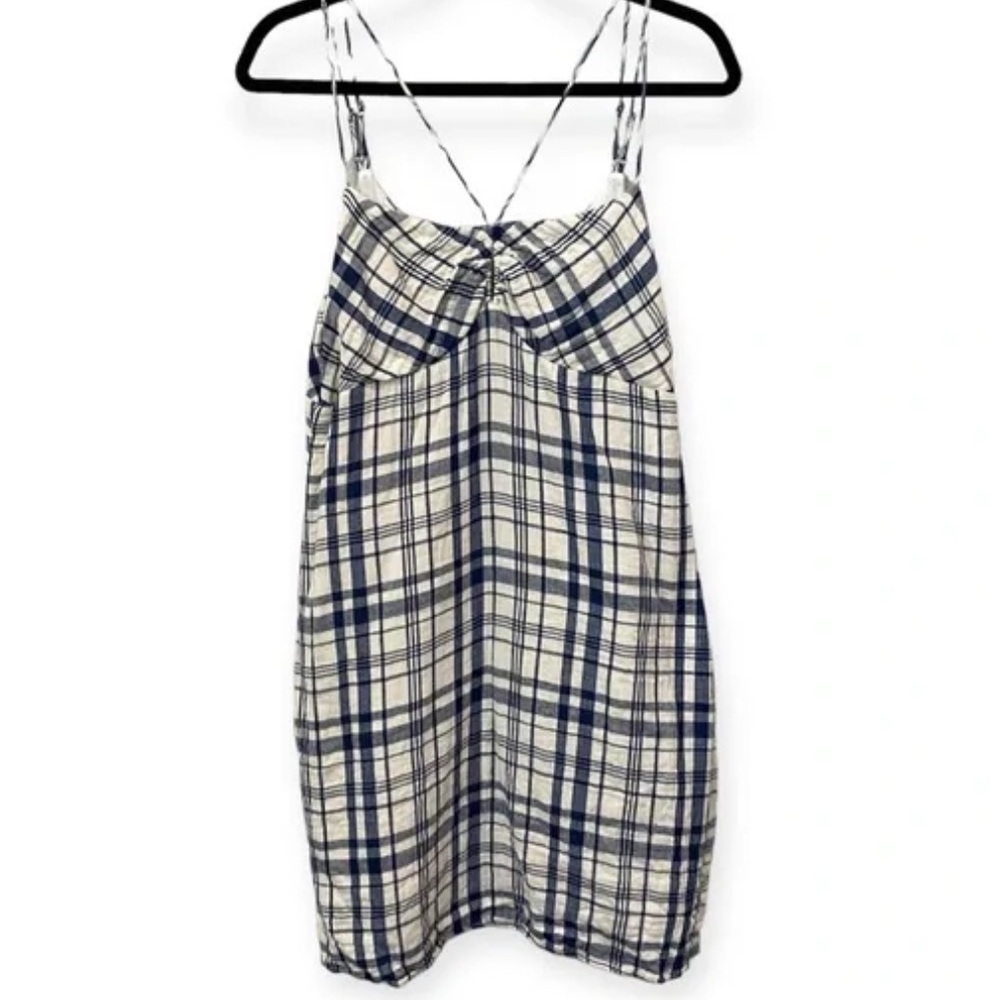 Miss‎ Me Plaid Check Tartan Dress Blue Ivory Size Medium